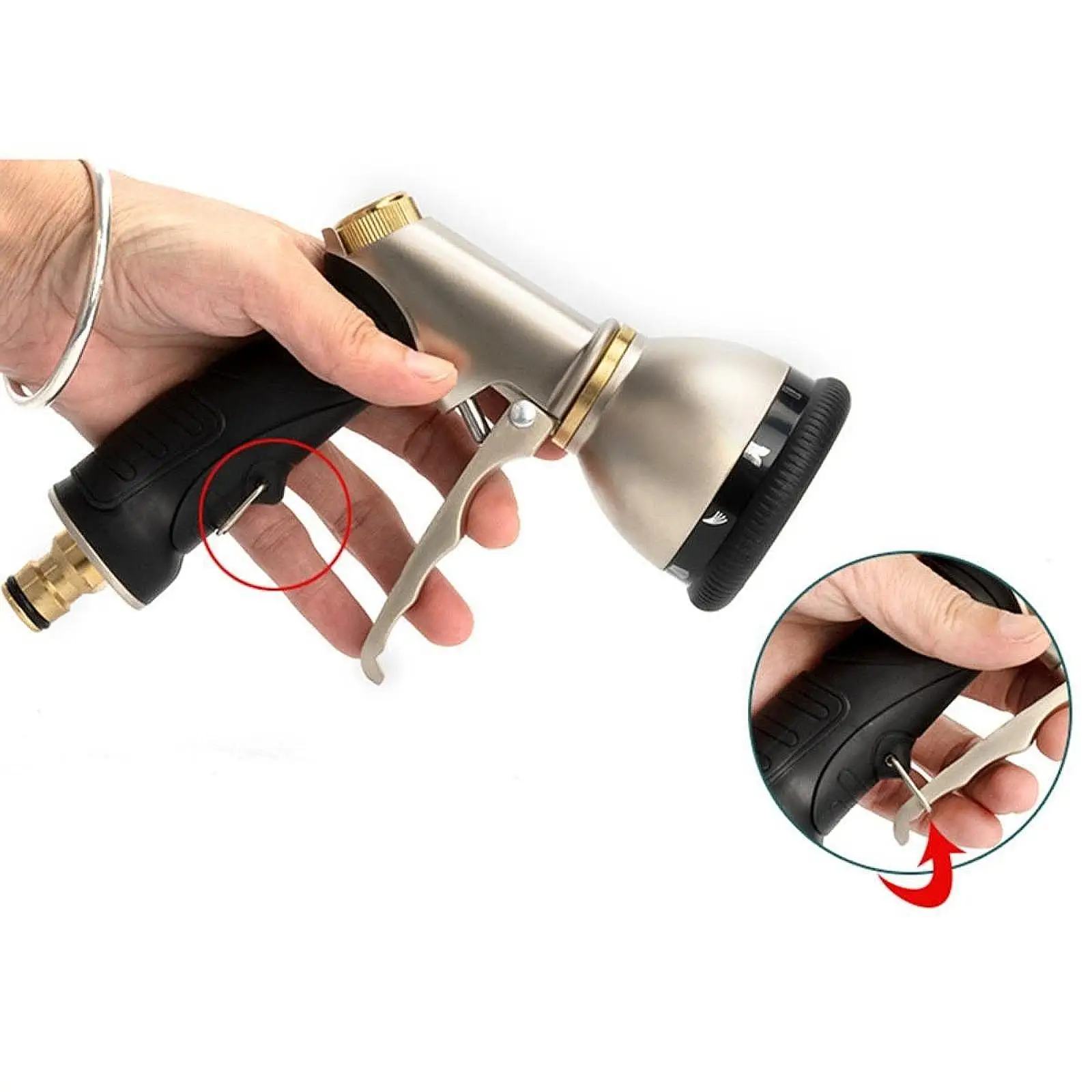 

High Pressure Hose Pipe Sprayer Rubber Grip Leakproof Adjustable 9 Spray Patterns for Lawn Patio Accessory Multipurpose Sturdy