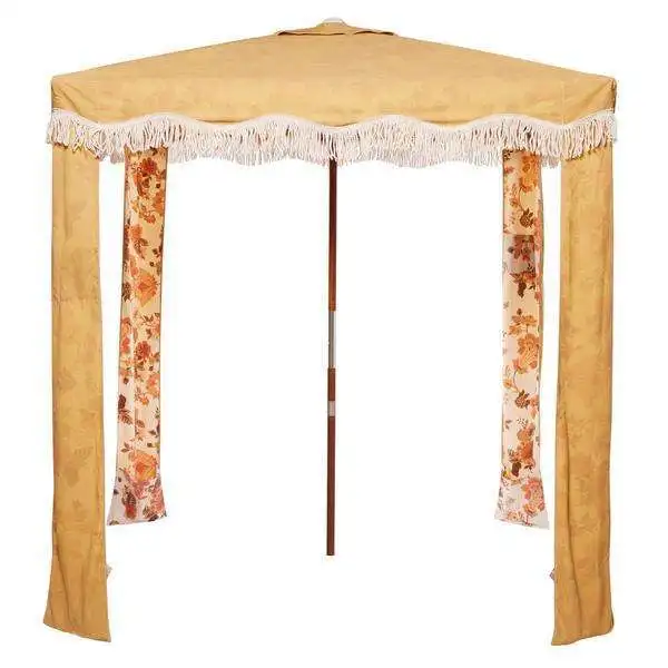 

Wooden pole tassel square umbrella big shade beach tent