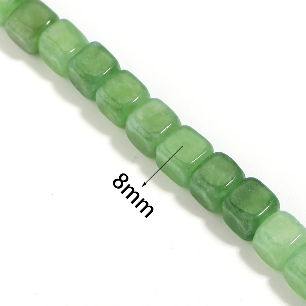 45 Stück 8mm quadratische Aquamarin-, Morganit-, Turmalin-, Peridot-, Apatit-Steinperlen, Naturstein-Abstandsperlen für DIY-Schmuckherstellung – Detail 1