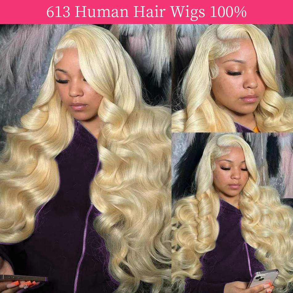 

Blonde 613 Hd Lace Frontal Wig 13X6 Body Wave Human Hair Wigs 30 40 Inch Lace Front Transparent Wigs 250 Density For Black Women