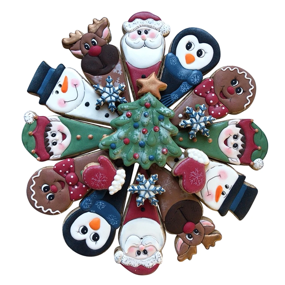 KENIAO Christmas Platter Cookie Cutter Set - 7 PC - Snowflake, Reindeer, Snowman, Santa Biscuit Bread Molds - Stainless Steel