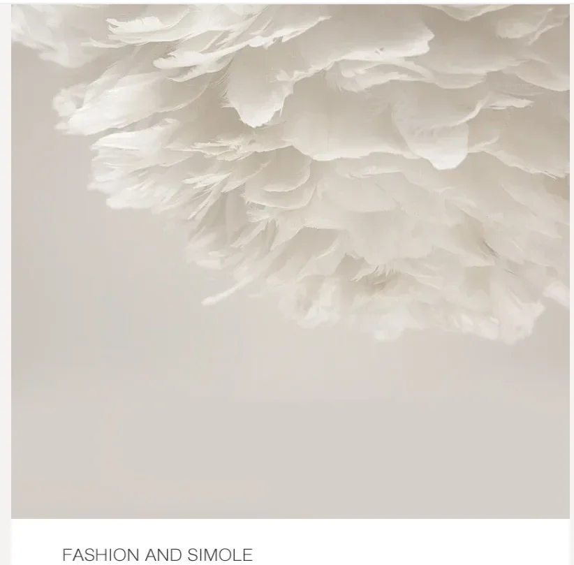 designer foyer flower plume Decorative modern white feather pendant light LED living dinning hanging lamp
