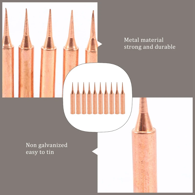 10 Pieces Of 900M-Ti Copper Soldering Iron Head Copper Base Lead-Free Electroplated Iron Nickel For Welding Table Tools