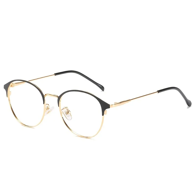 Natural Style Round Frame Metal Full Frame Simple Anti-blue Light Glasses