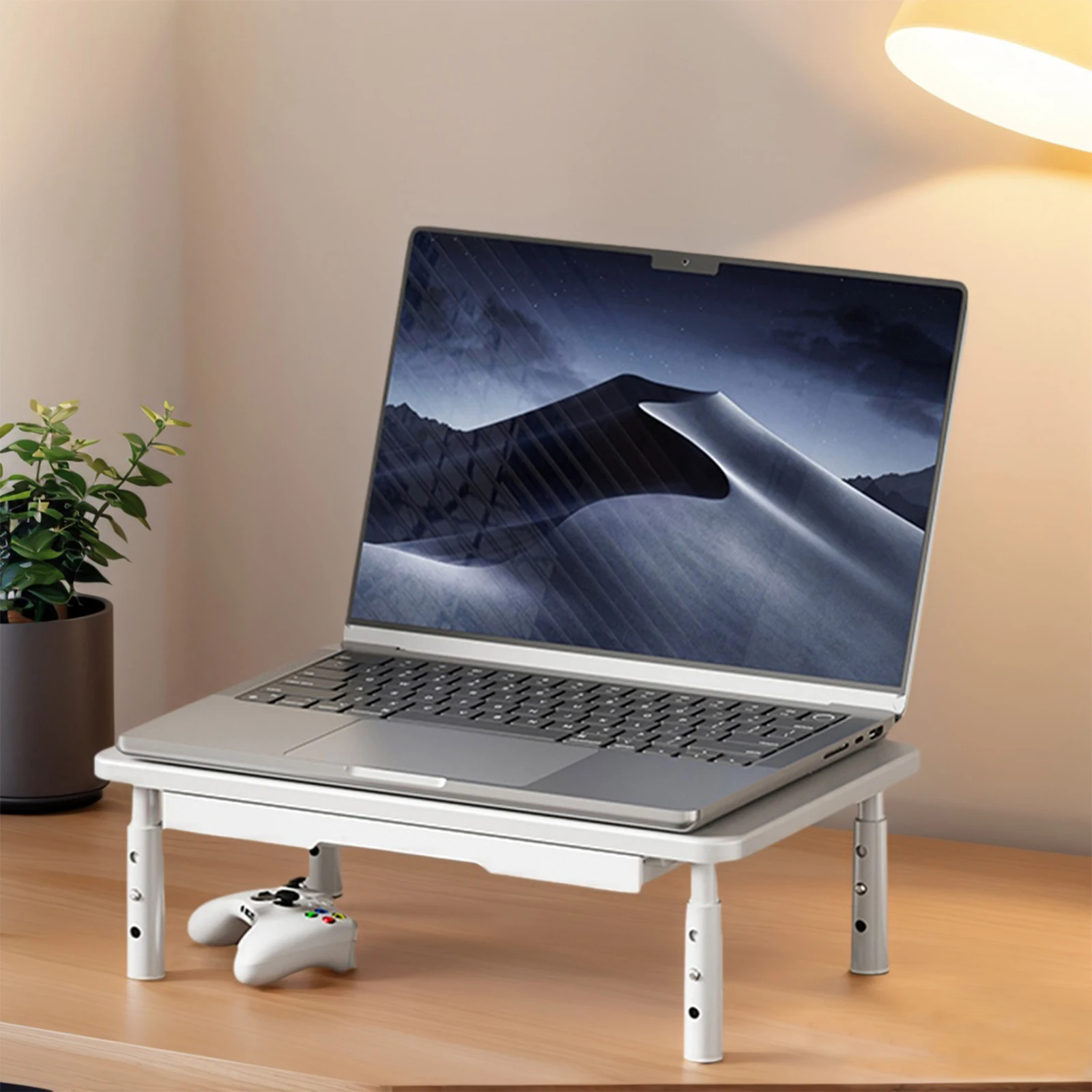 Computer Monitor Stand for Desk Adjustable Monitor Riser Desk Organizer (White)