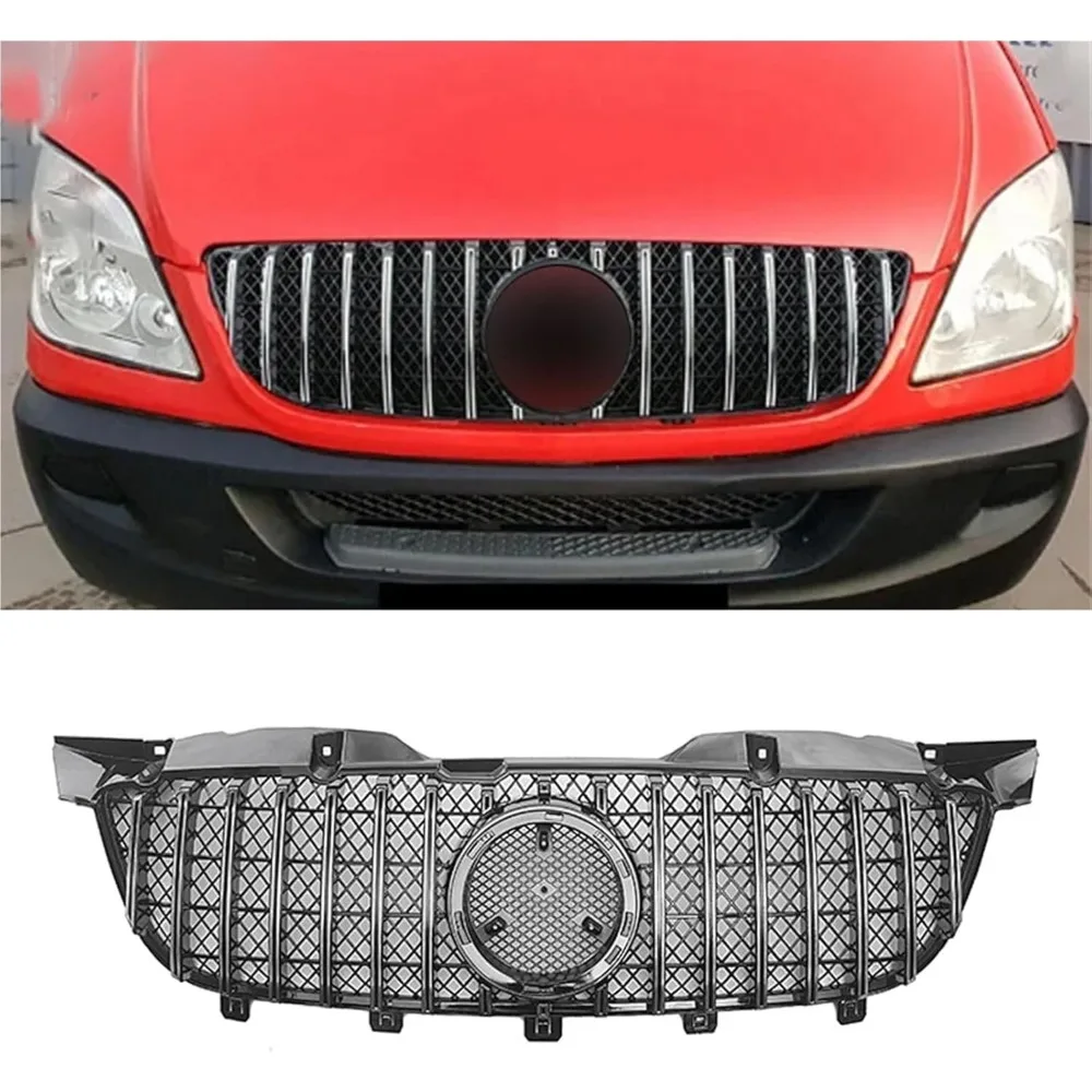 

Car Front Hood Grille Racing Grills For Benz Sprinter W906 2009 2010 2011 2012 2013 Upgrade GT Style Grills(Black)
