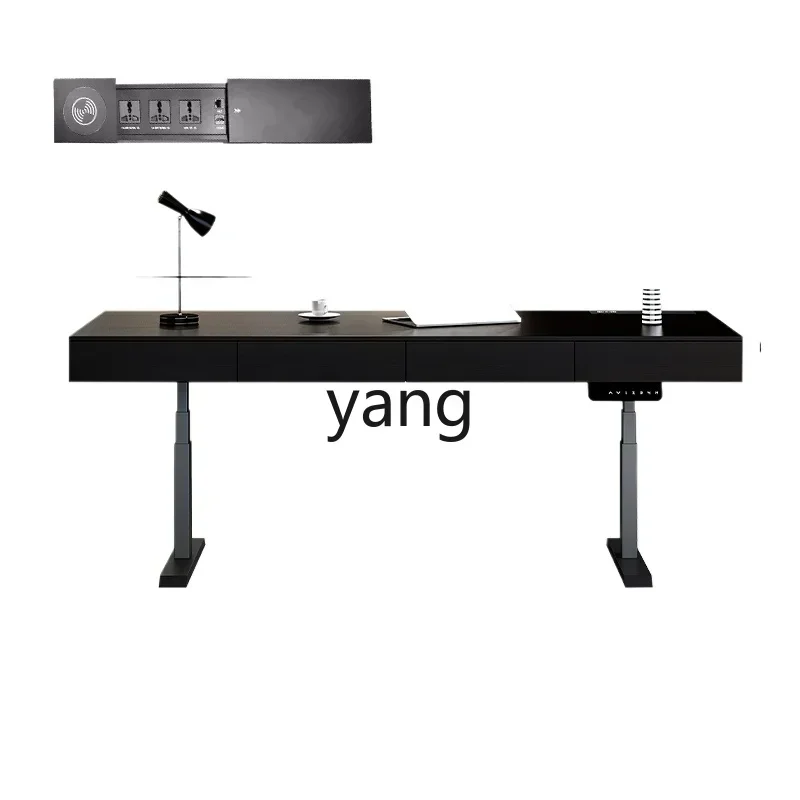 

LH electric lifting table intelligent computer table solid wood light luxury desk home study table