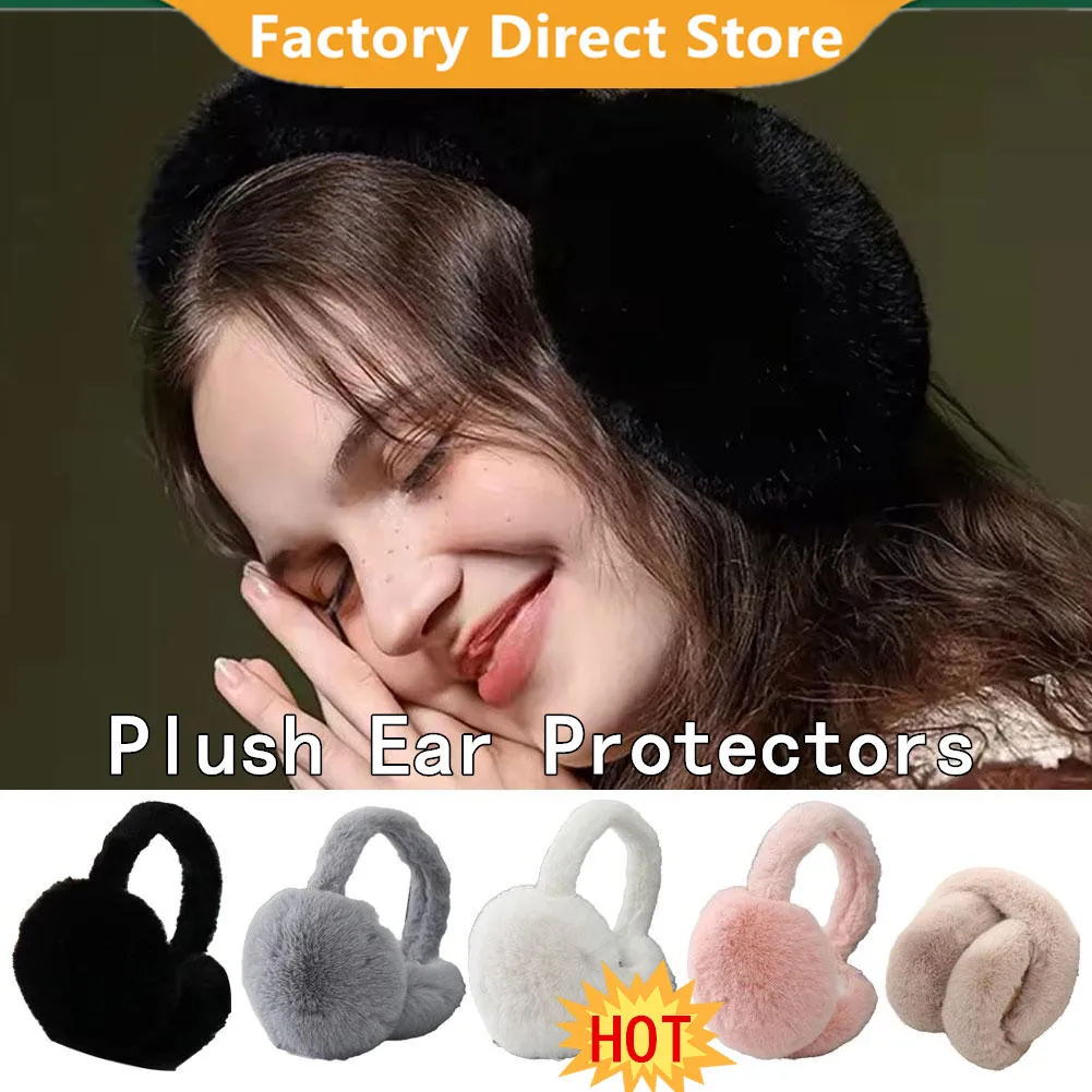 1/5Pcs Fashion Portable Earmuffs Outdoor Keep Warm Cold Proof Thickening Faux Fur Ear-Muffs Foldable Earflaps Soft Plush Earmuff