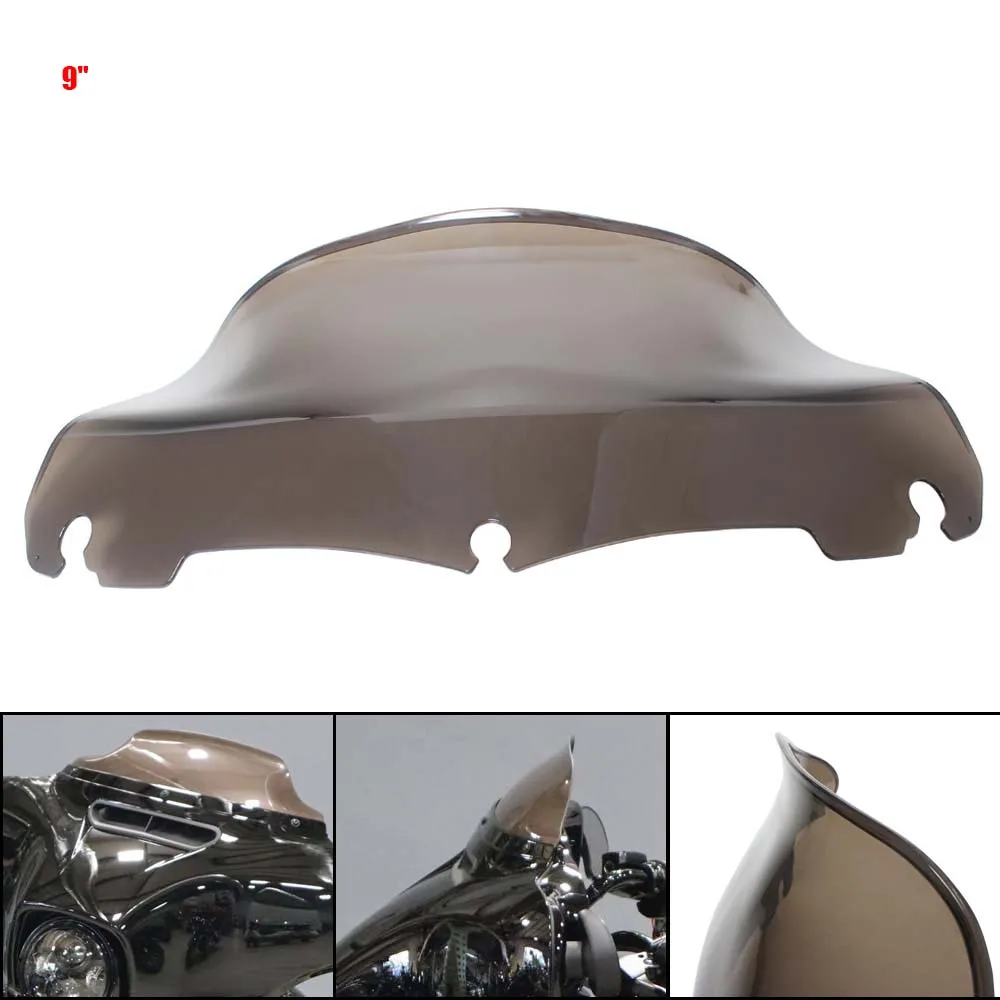 

9-дюймовое ветровое стекло для мотоцикла, простое в установке, подходит для моделей Harley Electra Glide Street Glide Ultra Limited Trike 2014-2023, дымчатое.
