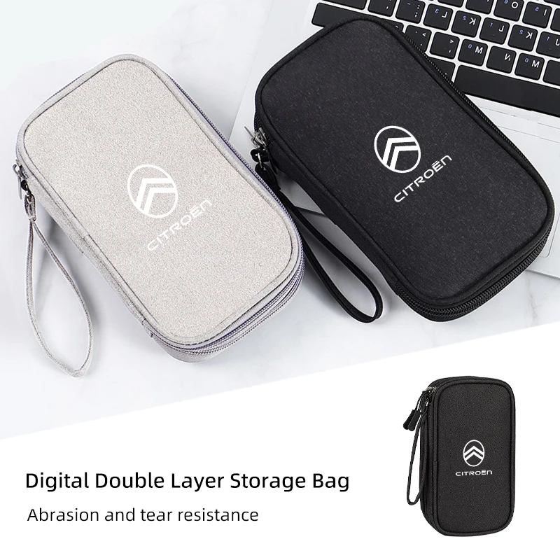 Car Digital Storage Bag USB Data Cable Organizer Accessories For Citroen C4 C3 C5 C1 C2 VTS Berlingo Celysee Xsara Picasso - view 3