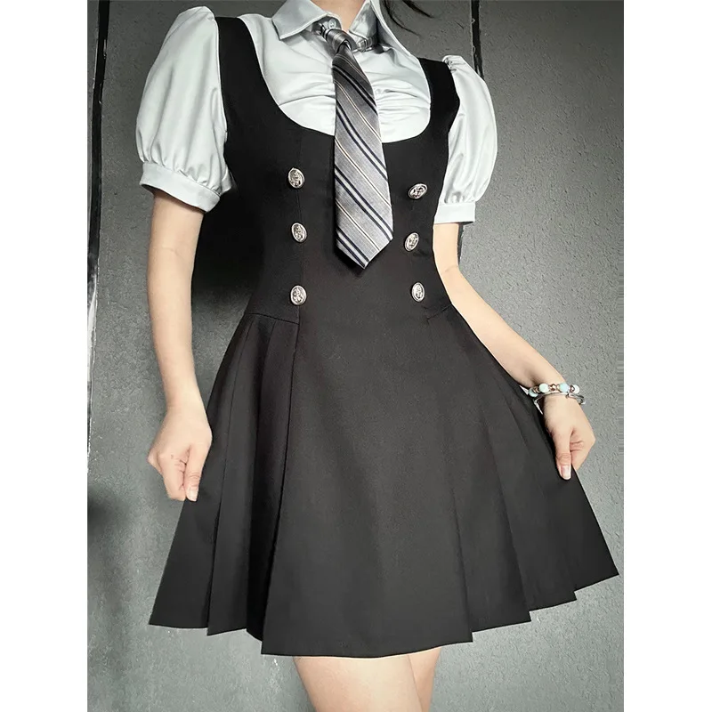 2025 nuova corea giappone jk uniforme stile college dolce moda donna camicetta a maniche corte/lunghe set nuovo set jk in due pezzi