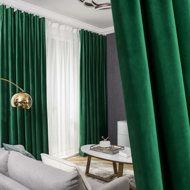 

Dutch Velvet Blackout Curtains for Living Room Bedroom Light Luxury Nordic Solid Color Retro Window Curtain Home Decor Cortinas