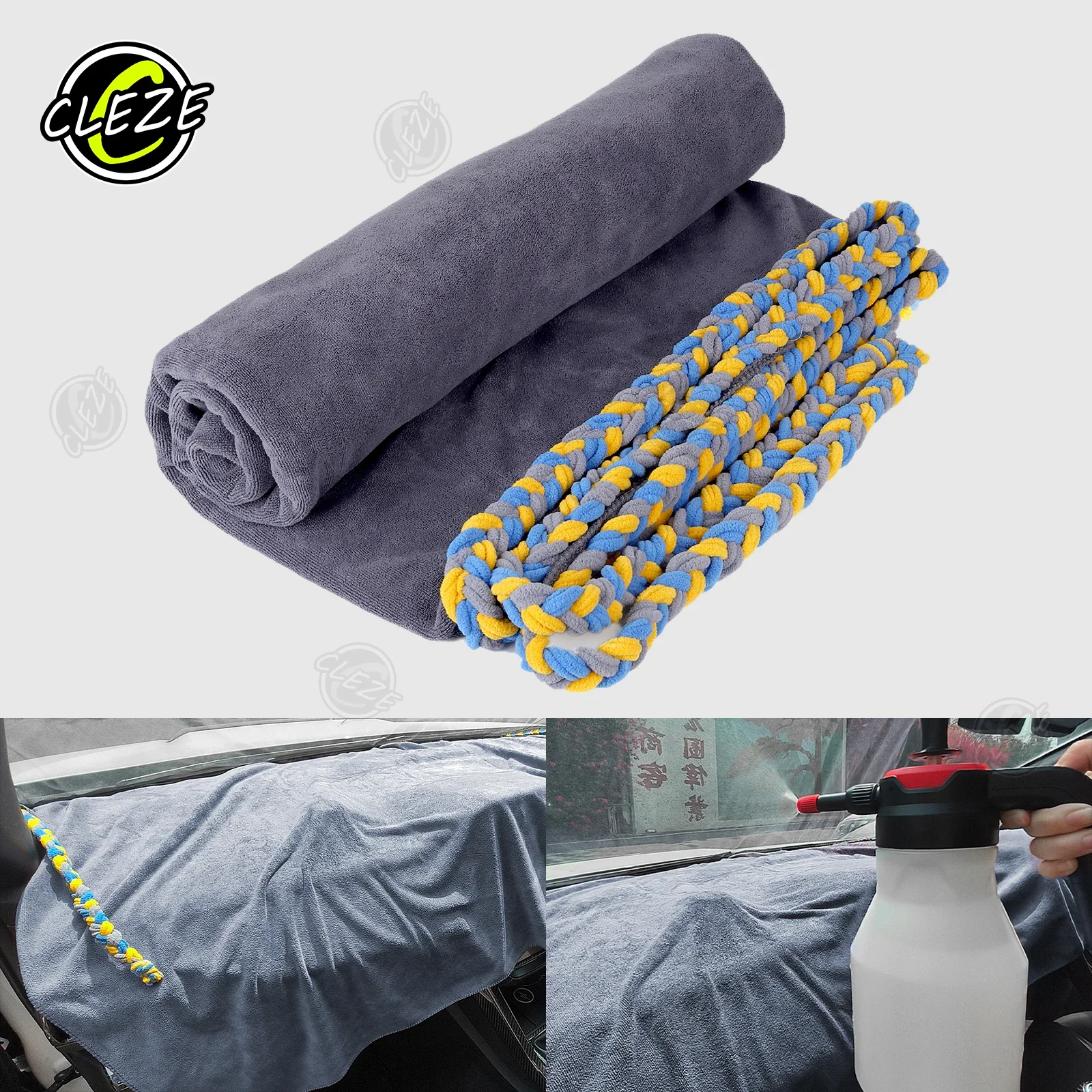 

CLEZE Car Cleaning Accesories Window Tint Towel Tools Microfiber Towel Soak Rope in One High Water Absorption