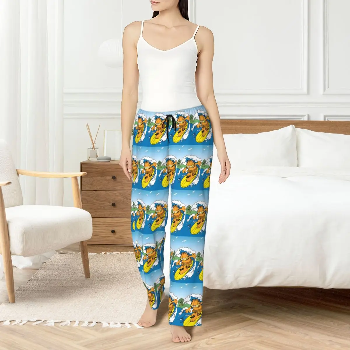 

Custom G-Garfielded Pajama Pants Sleepwear for Women Elastic Waistband Surfing Sleep Lounge Bottoms with Pockets