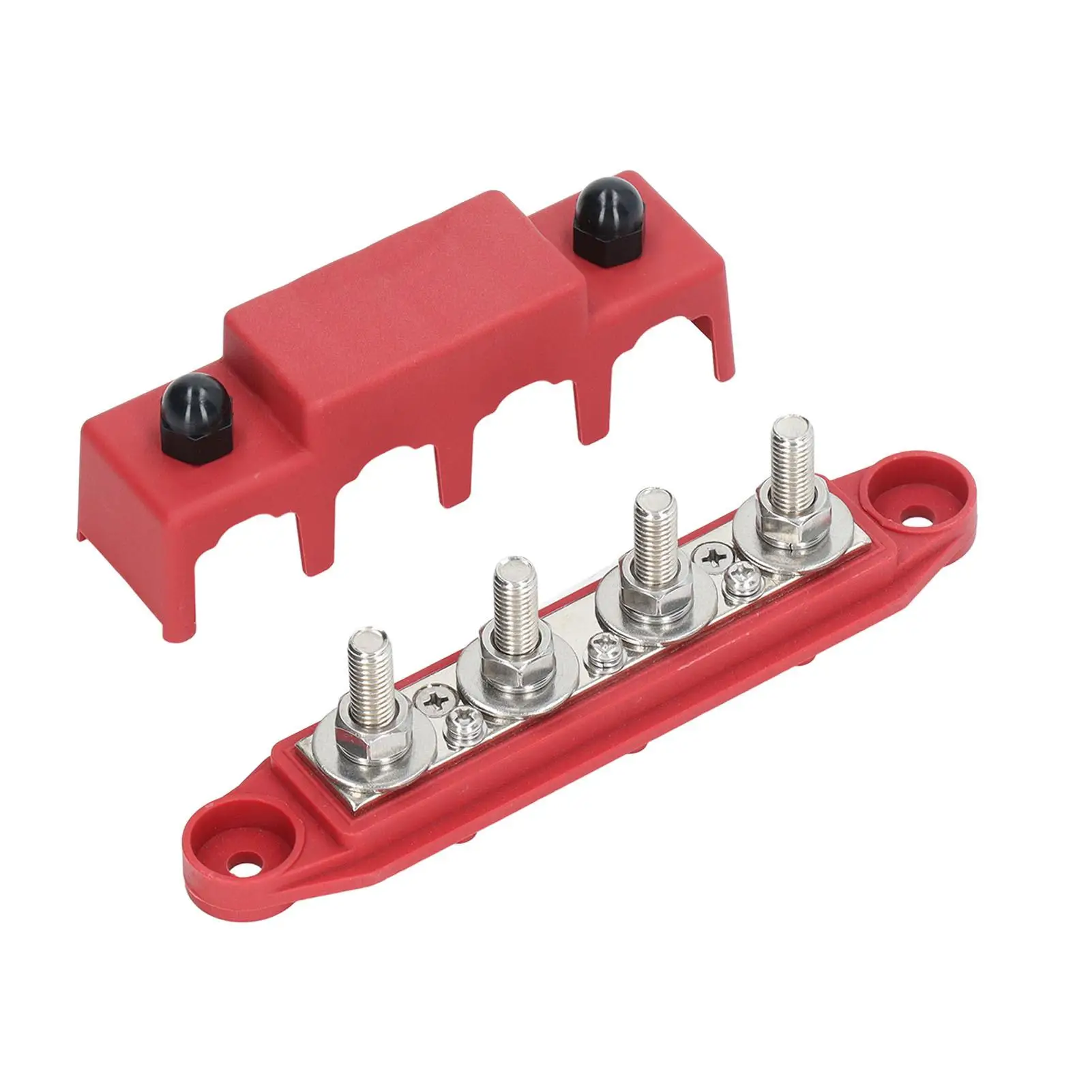 4 Power Distribution Block Bus Bar with Cover M8 Terminal Studs 250 Amp Rating for marine Automotive RV Busbar Box