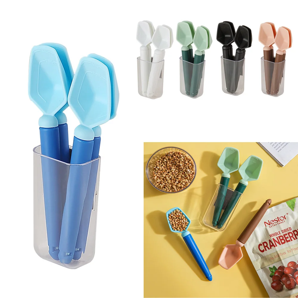 Multifunctional Magnetic Refrigerator Sealing Clip Storage box Kitchen tool Plastic Measuring Spoon Bag Clip Dual Use