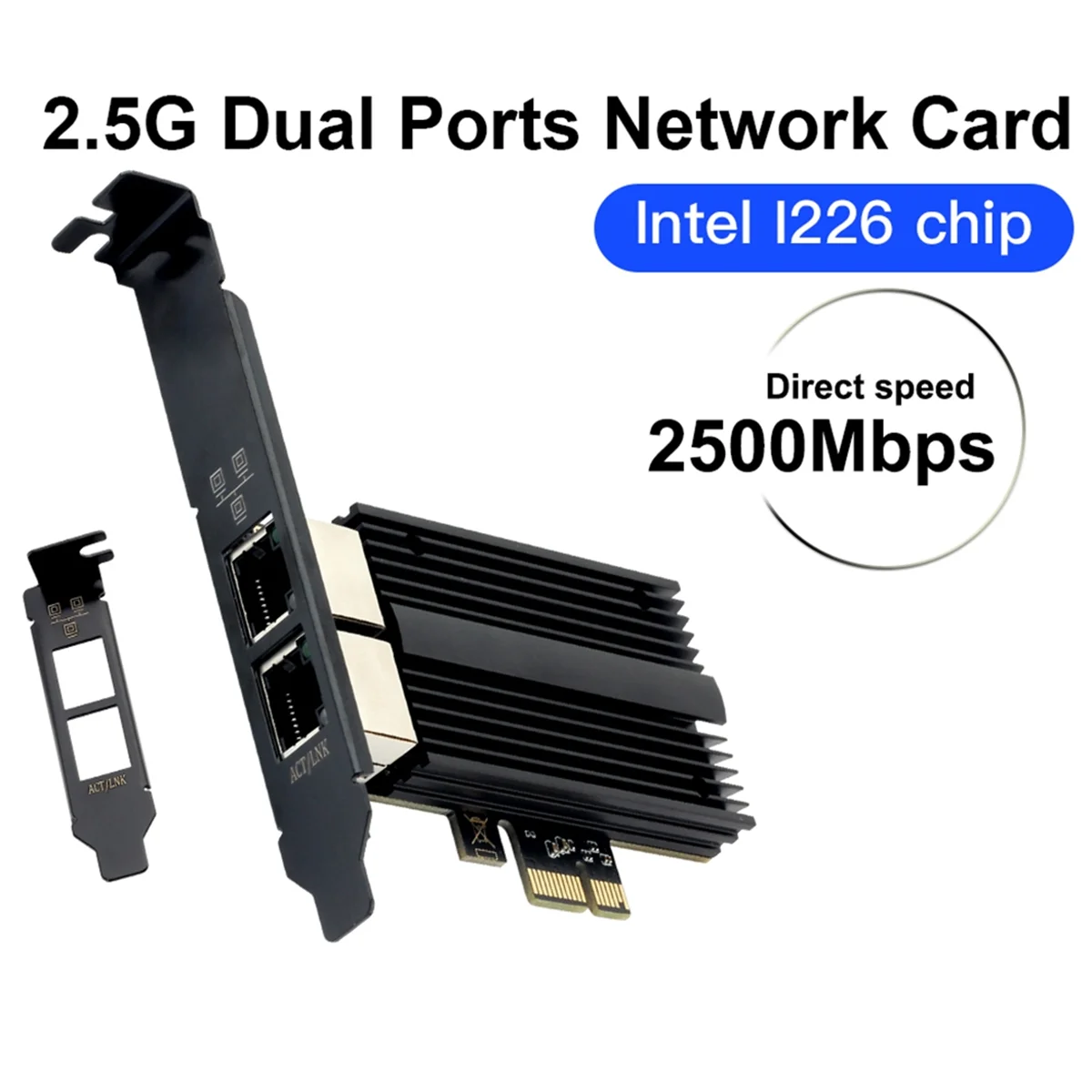 

N27R 2500 Мбит/с RJ45 I226 Сетевая карта 2.5G Gigabit Ethernet Двойные порта 100/1000/2500 Мбит/с Игровая сетевая карта для настольного компьютера