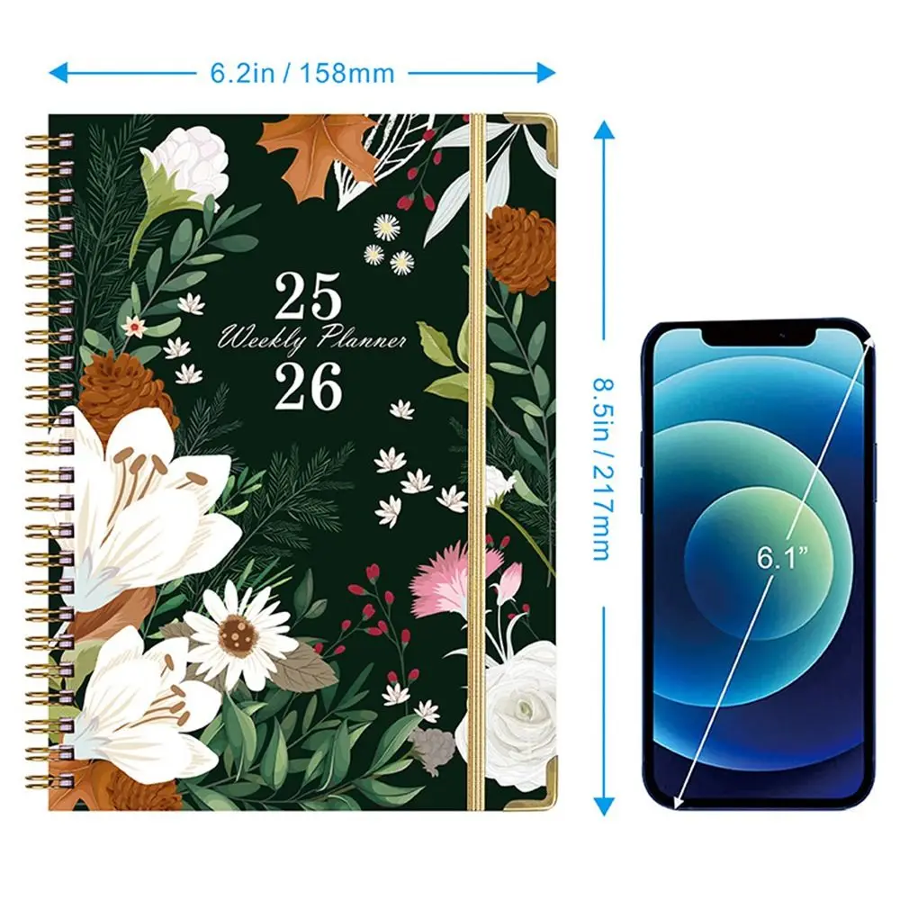Agenda A5 da 12 mesi, lista delle cose da fare, prendere appunti, taccuino inglese, organizer portatile per il tempo, raccoglitore, quaderno a spirale, cancelleria