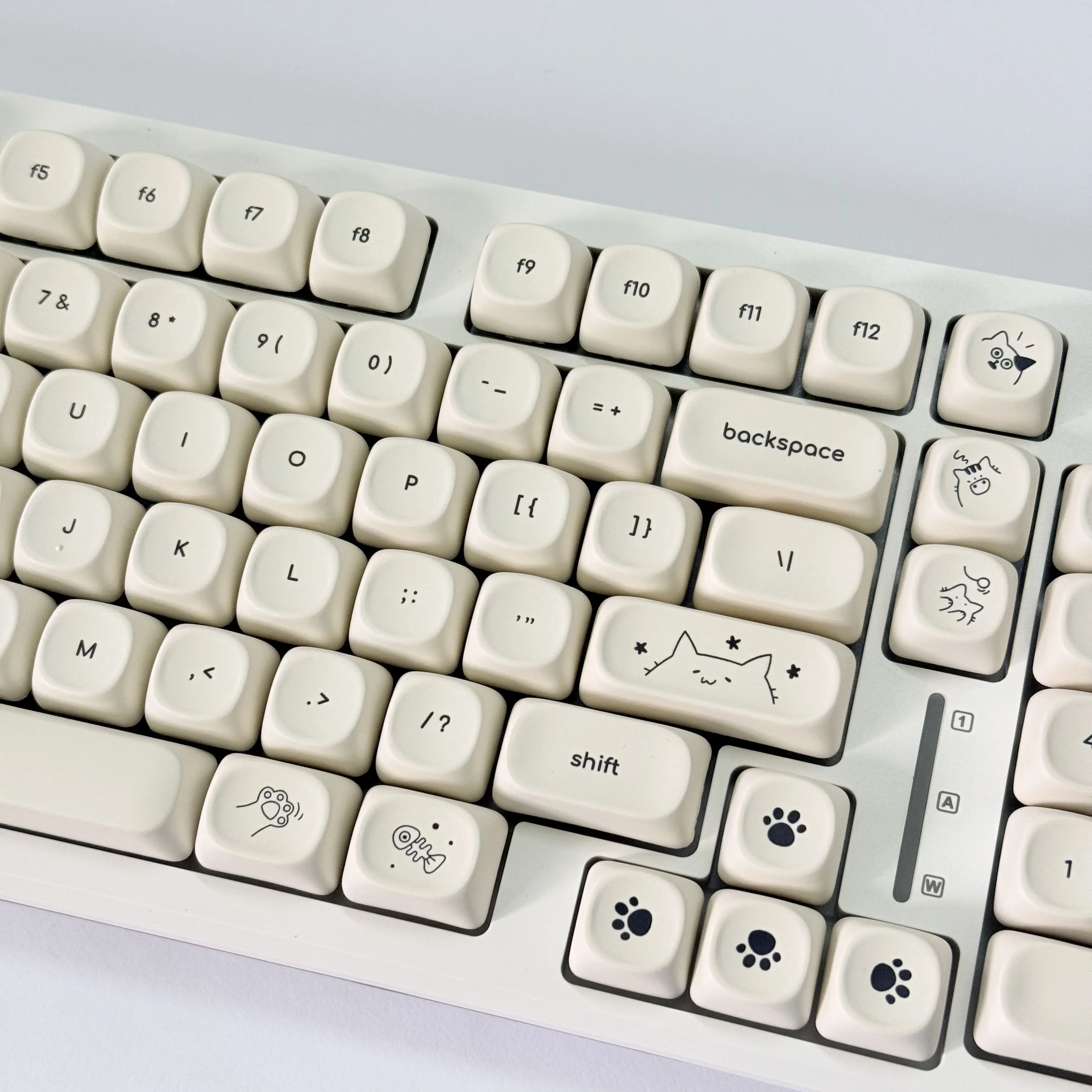 Teclas colgantes de gato lechoso, perfil Moa, teclas coreanas minimalistas con teclado numérico para teclado mecánico 60% 65% 75% TKL 96% 100%