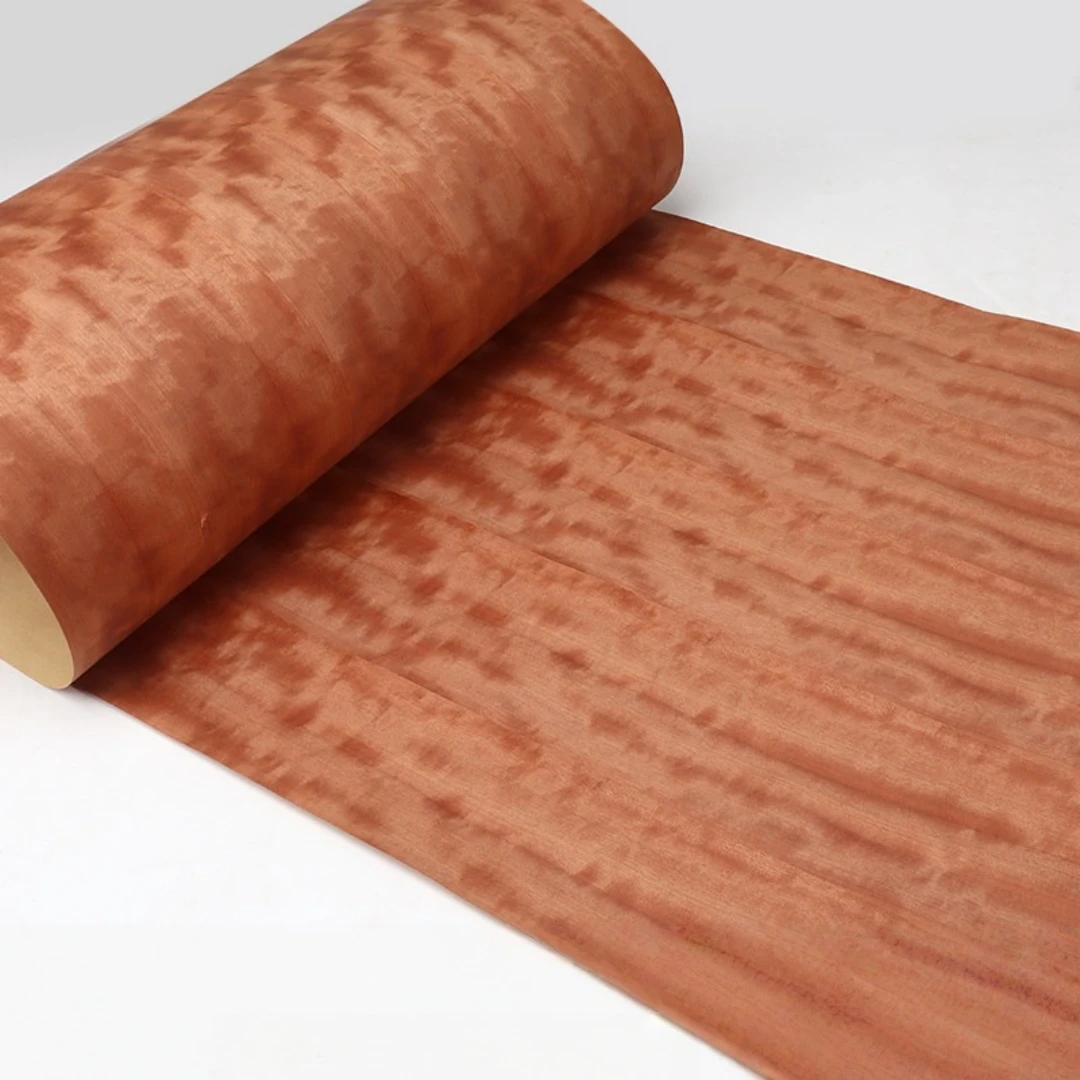 

Натуральный витой шпон макоре 58x250 см для мебели, шкафов, столов, дверных панелей, дизайна интерьера, DIY и деревообработки