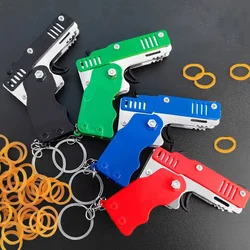 Continuous Fire Rubber Band Pistol Simulation Foldable Launcher Repeated Manual Shooting Game Competitive Target Sport Toy Guns