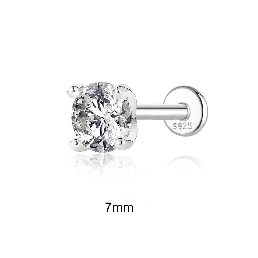 CANNER 0.03-1.2 قيراط D اللون مويسانيتي أربعة مخلب شقة رئيس ثقب وأقراط النساء 925 فضة تألق أقراط #6