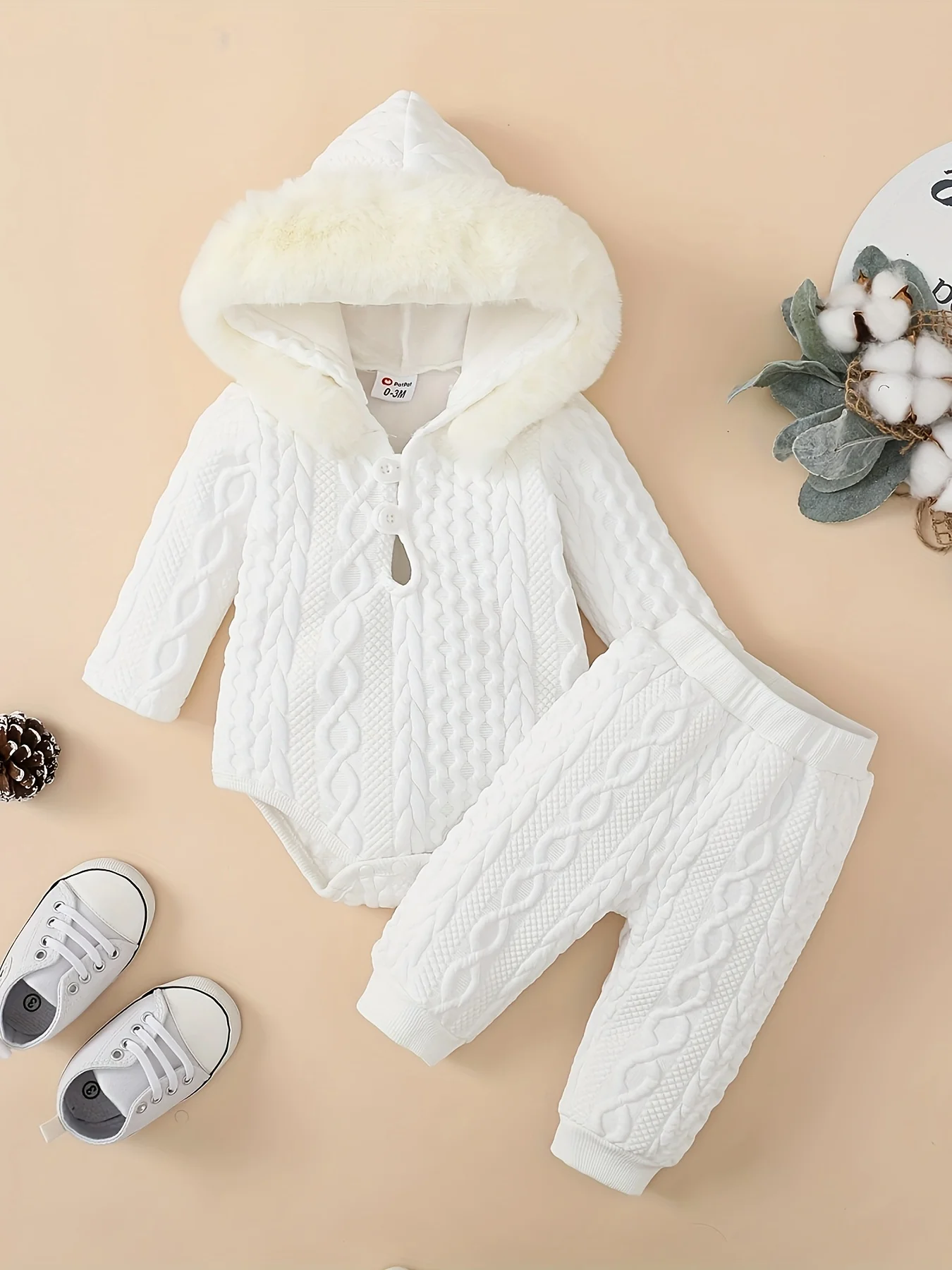 

Toddler Baby Girl Fall Winter Outfits - Long Sleeve Hoodie Romper & Pants Clothing Set