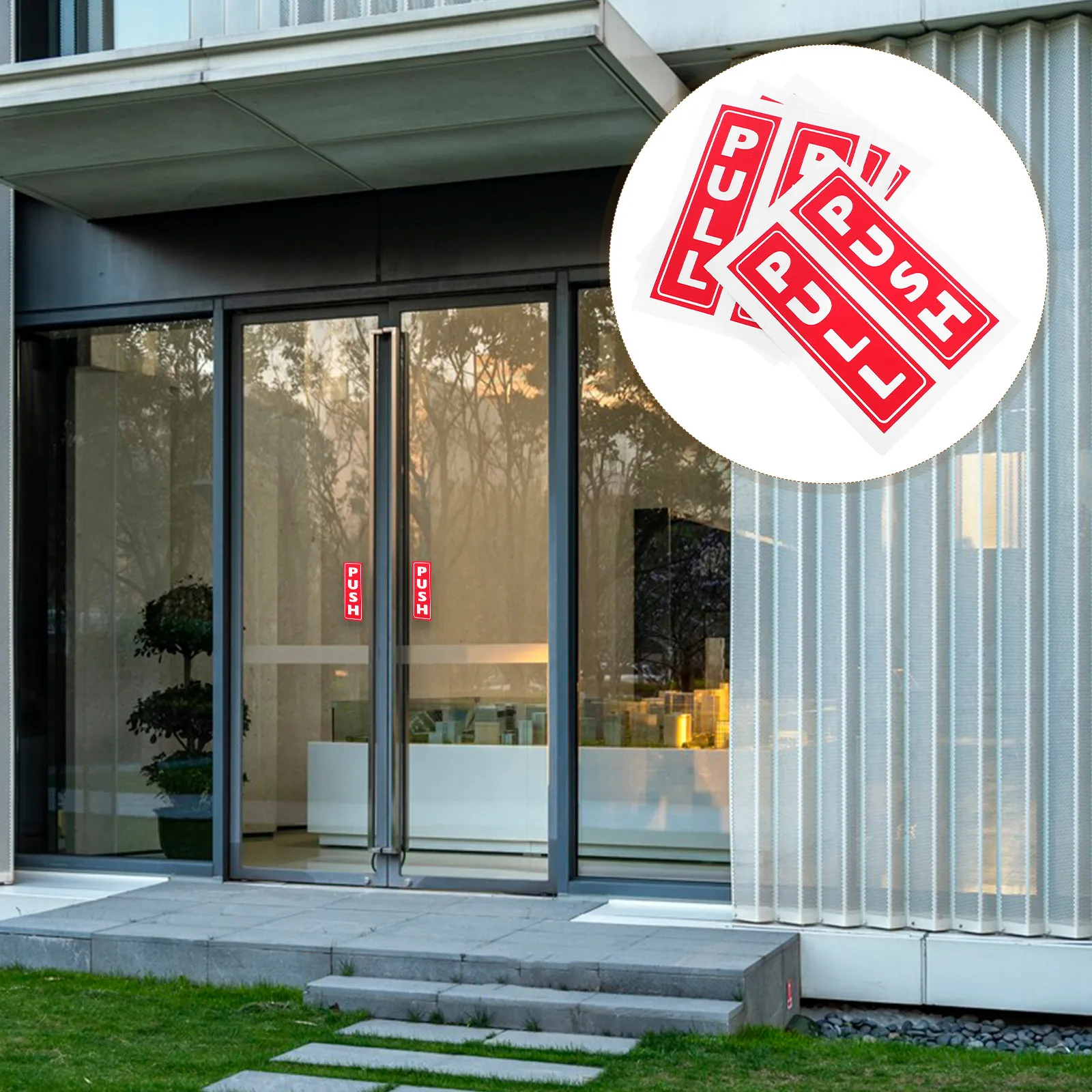 8Pcs Commercial Sliding Door Stickers Glass Push Pull Signs for Shops Cafes Offices PVC Fade Resistant Indoor Outdoor Door
