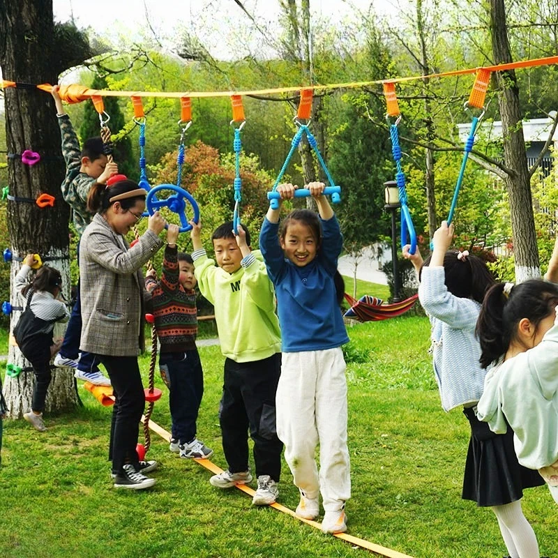 Kids Sports Toy Outdoor Climbing Swing Toy Sensory Physical Training Set Hanging Rings Monkey Physical Backyard Fitness Play Kit