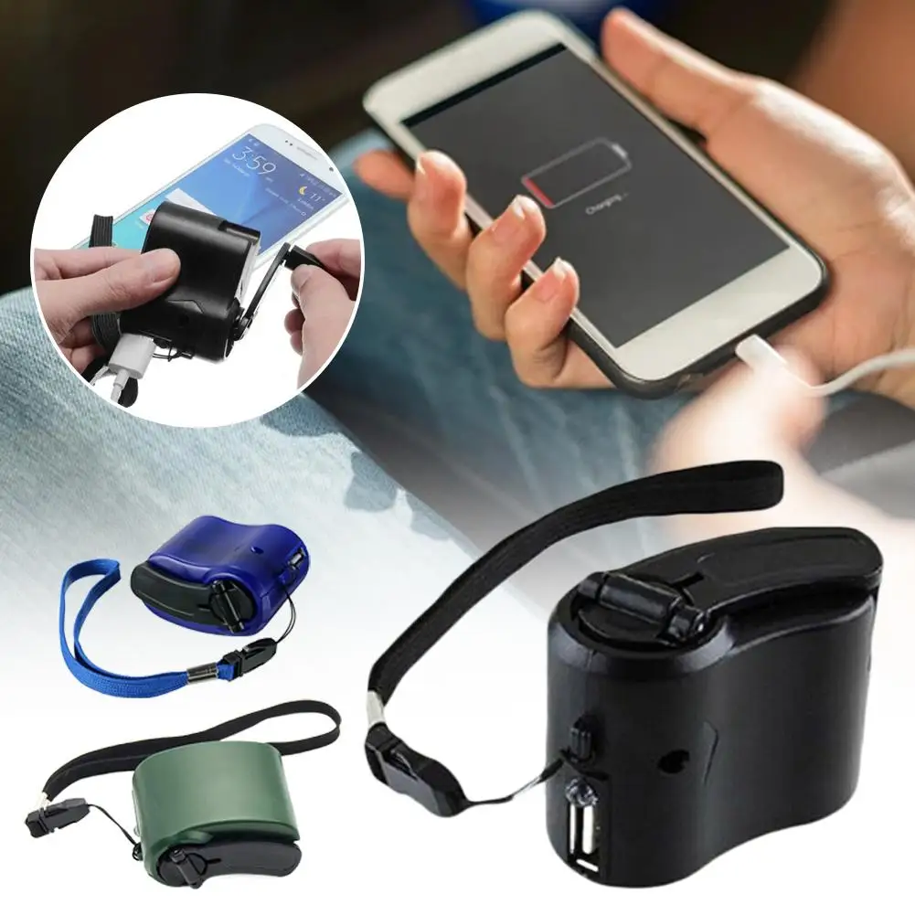 Chargeur de téléphone portable USB à manivelle portable pour l'extérieur, générateur d'énergie d'urgence sans batterie pour les voyages, la randonnée et les kits de survie