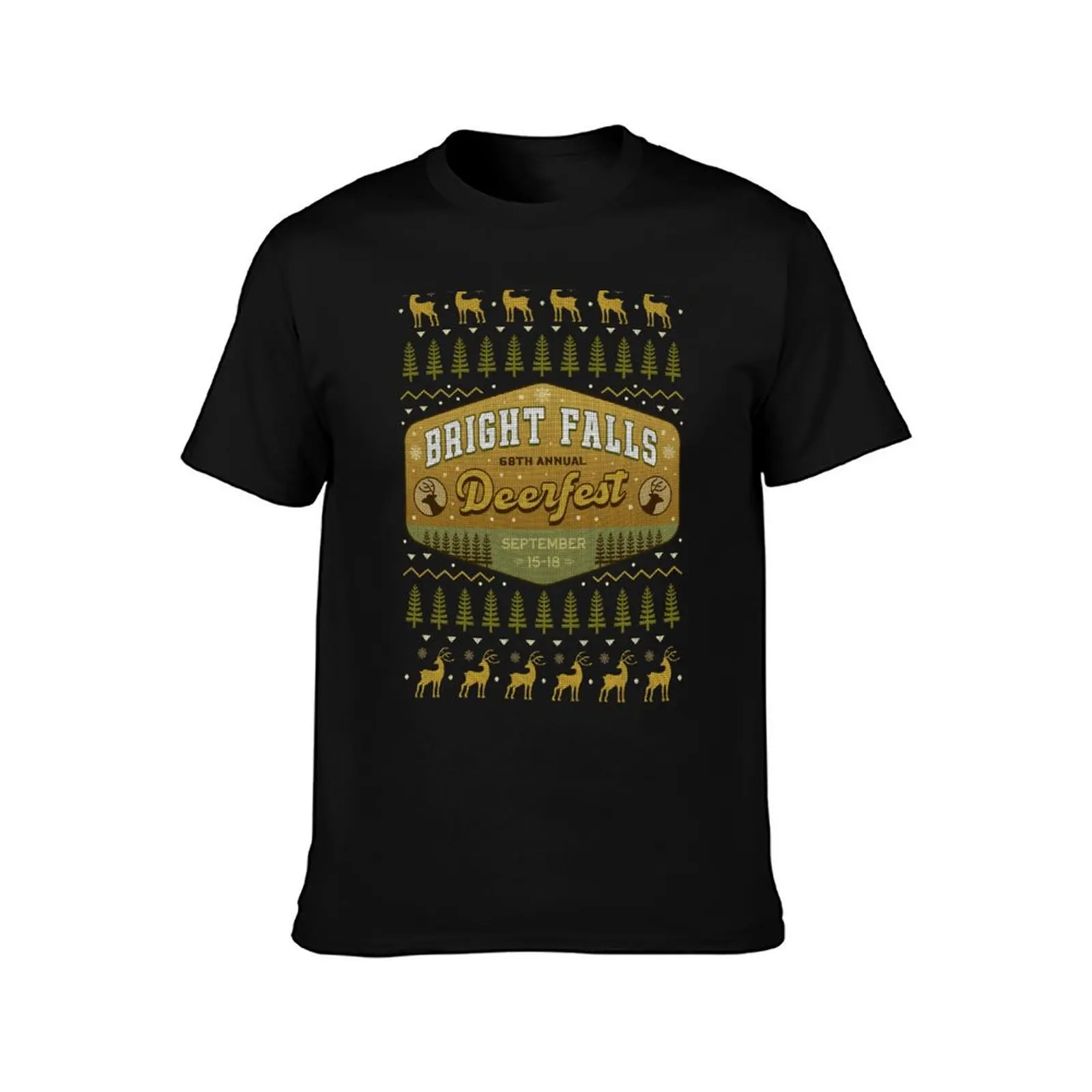 Deerfest Bright Falls Ugly Sweater T-Shirt Summer Casual Cotton Tee Oversized Streetwear Tops Vintage Graphic Print