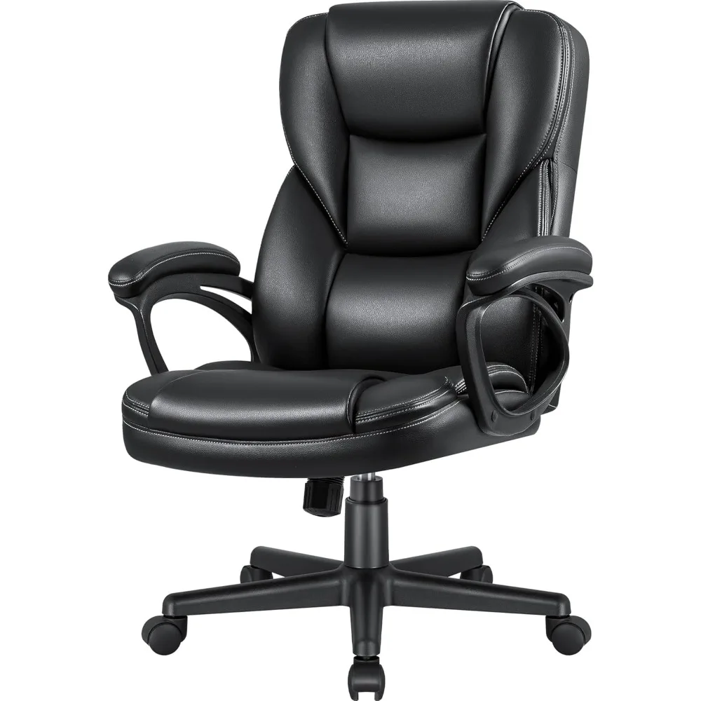 

Executive Office Chair High Back Managerial Home Desk Chair, Adjustable Swivel Computer PU Leather Chair with Lumbar Support (B