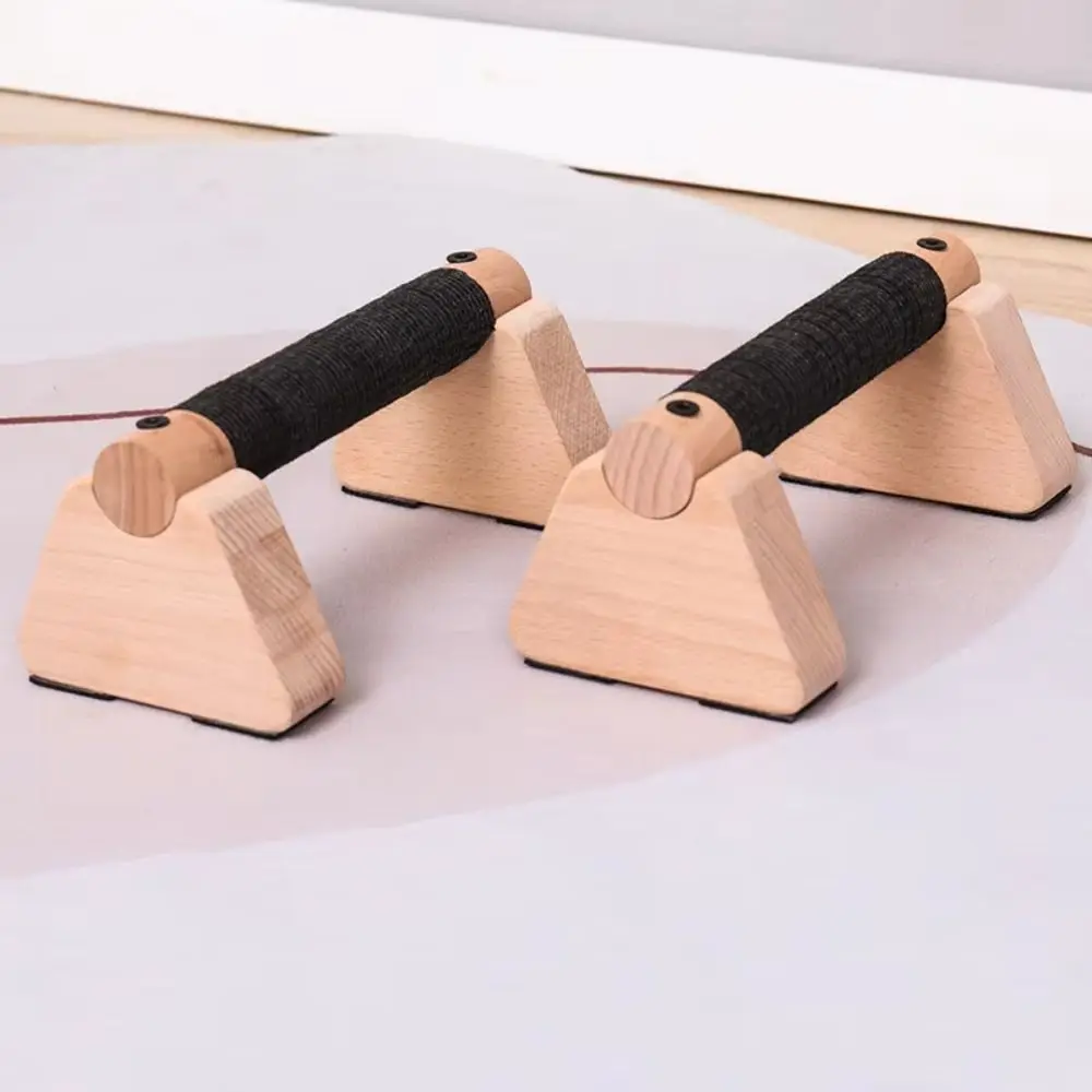 

1 Pair Street Fitness Push Up Bar Solid Wood Thickened Handle Push-up Rack Non-slip Stable Home Exercise Equipment Floor