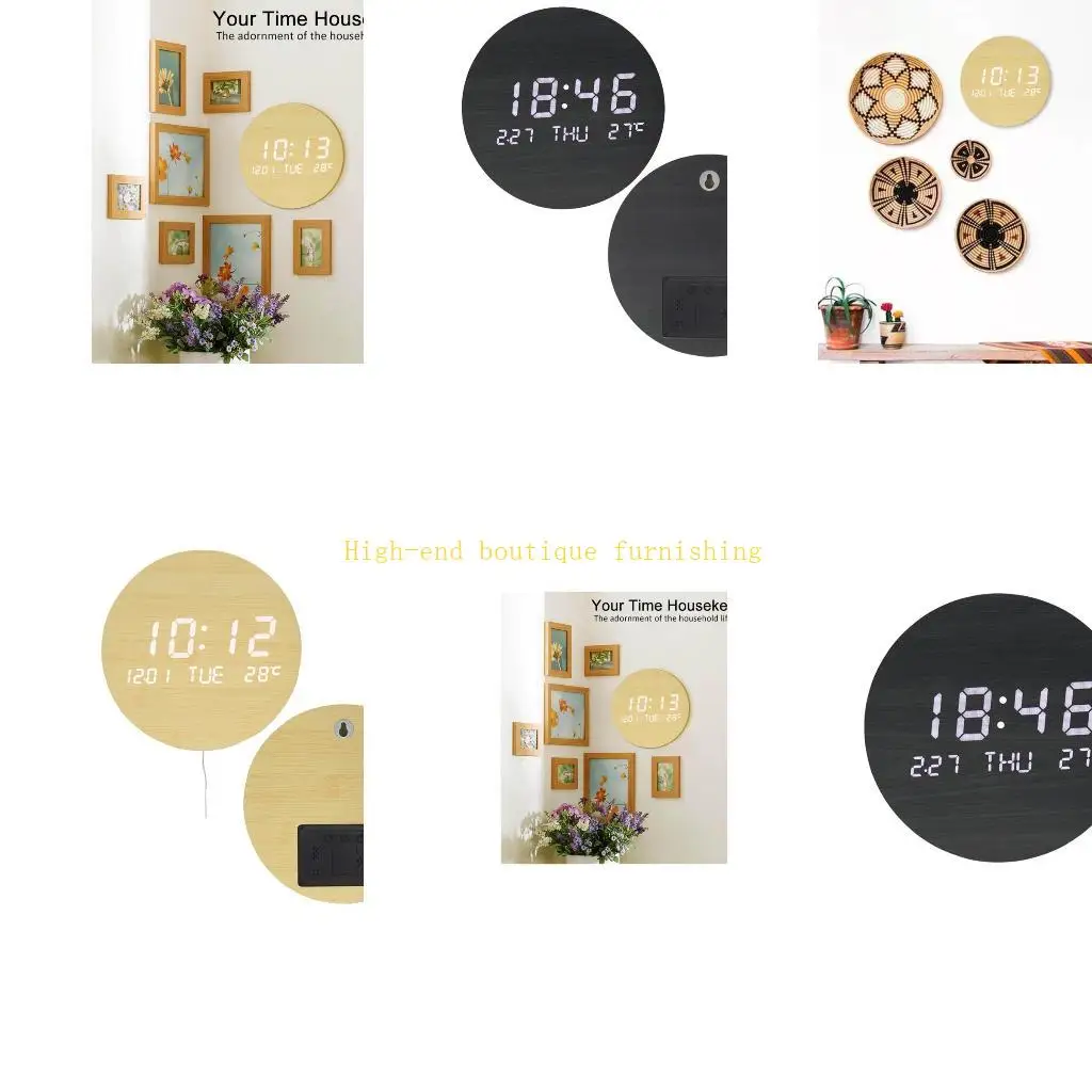 L9NB Electronic Wall Clock Led Digital for Time Date Temperature Diaplay for Home Bedroom Living Room Decoration Gift