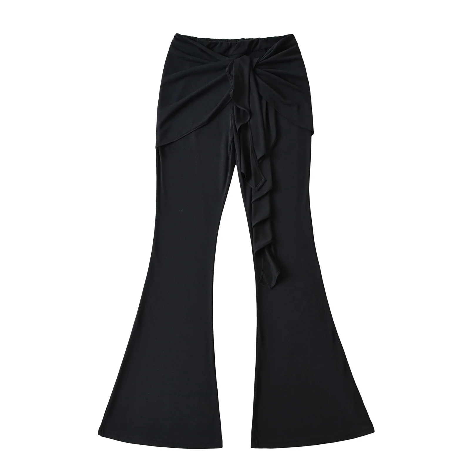 Street Style High Waist Loose Fit Fake Two-Piece Slimming Pants Flared Legs Sweet Spicy Butt Lifting Casual Floor-Length Trou...
