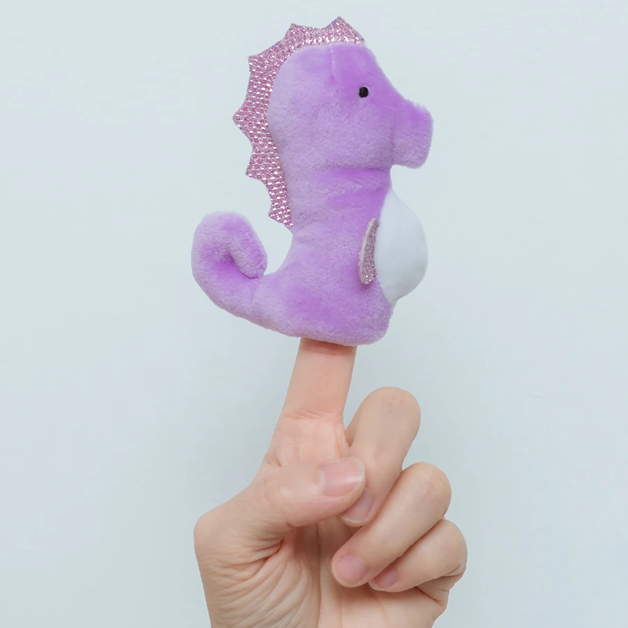 Kawaii Mini Animal Crab Sea horse Hippocampus Clownfish Hand Puppets for Baby Kids Puzzle Finger Puppet