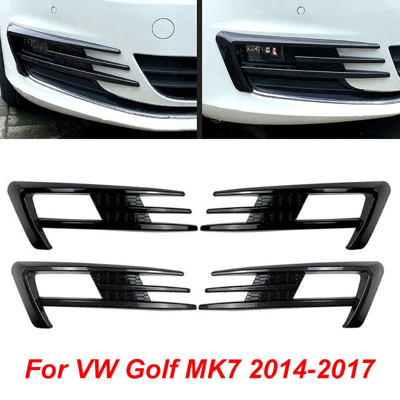 1Pair For VW Golf 7 MK7 2014-2017 Pre-facelift Car Front Bumper Fog Light Grille Cover Trim Auto Fog Lamp Eyebrow Cover Decor