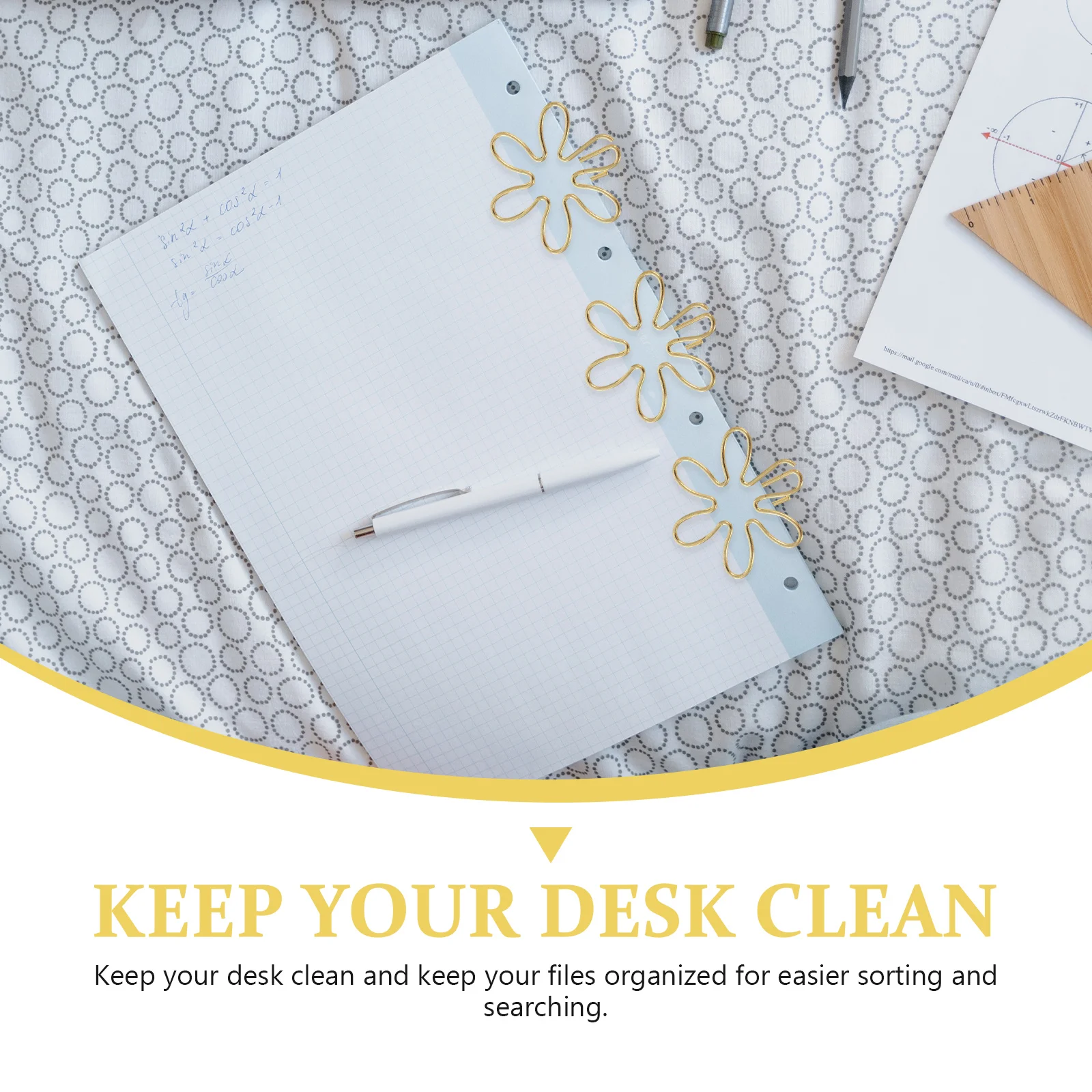 

30Pcs Metal Paperclips Decorative Gold Desk Accessories High Durability Fine Workmanship Good Texture Practical for Homework