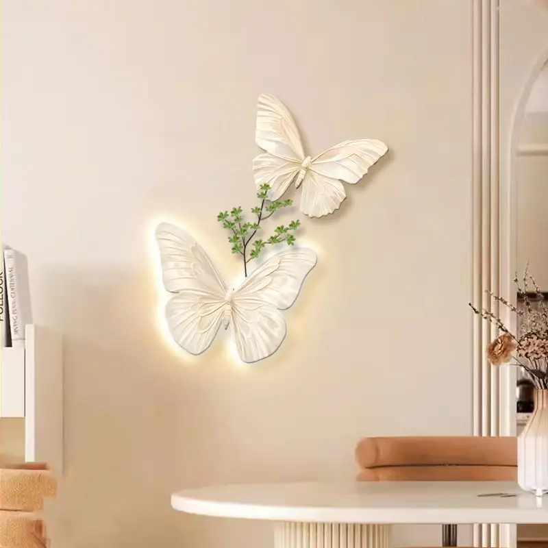 French Cream Style Butterfly Restaurant Decorative Wall Lamp Creative Living Room Wall Hanger