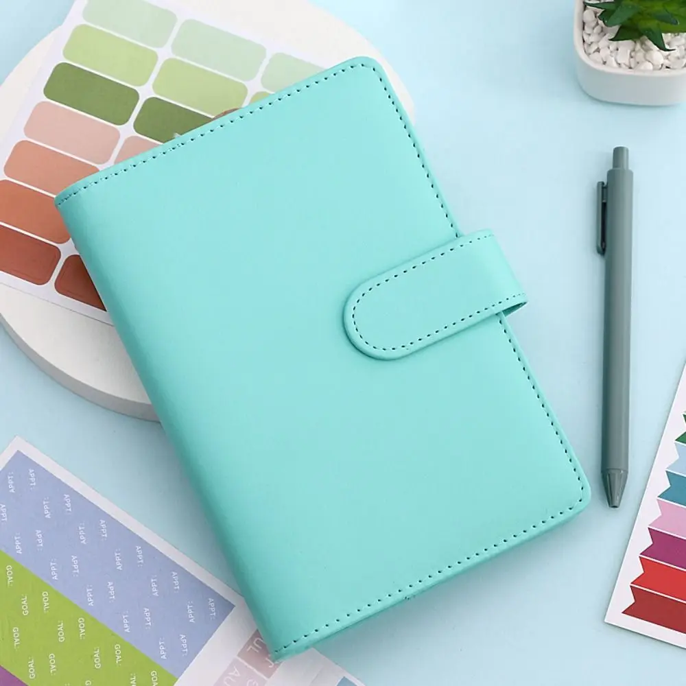 Durable A6 Binder Ledger Macaron Colorful PU Leather Money Binder Organizer Cash Envelopes PVC Budget Planner Office Worker