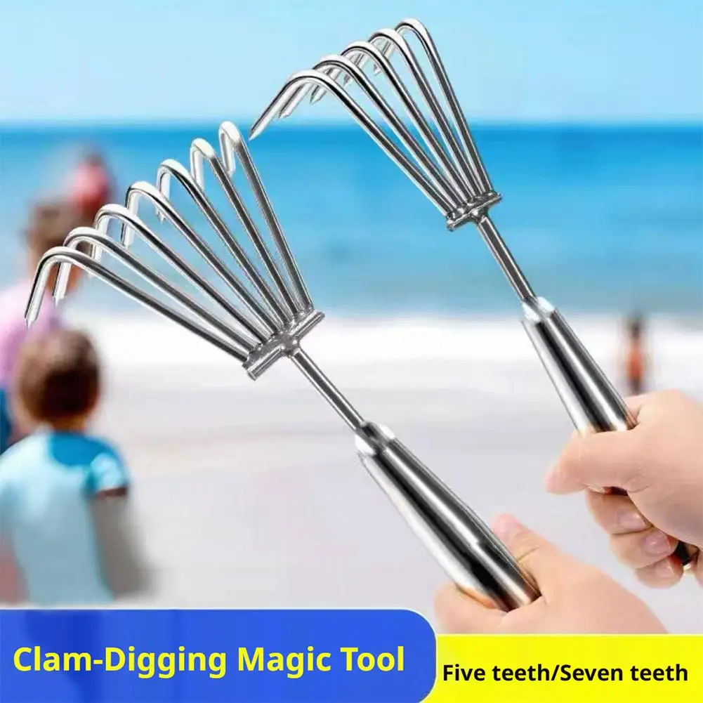 Stainless Steel Small Rake with Integrated Steel Handle Multi-claw Soil Rake Horticultural Soil Loosening Multi Claw Rake Tool