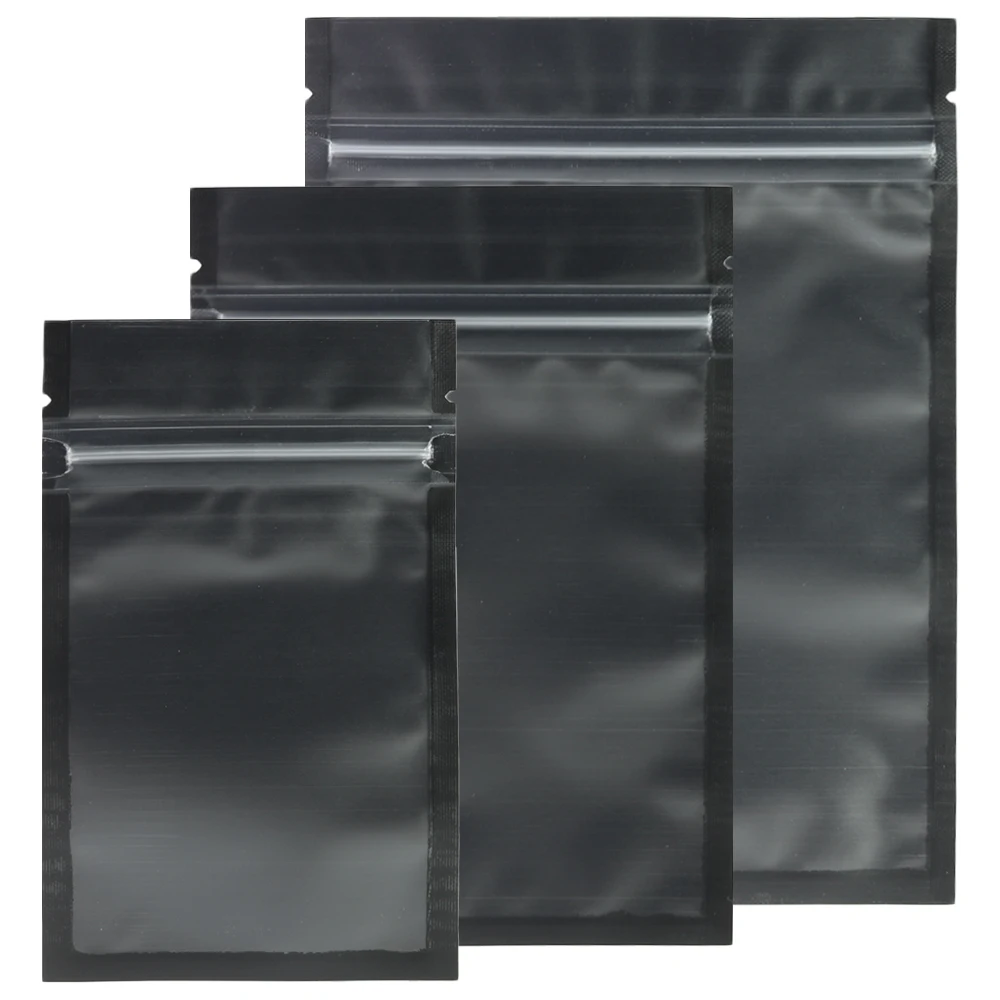 50/100pcs Assorted Sizes Matte Clear/Black/Black Zip Lock Bags PE Plastic Flat Ziplock Package Bag