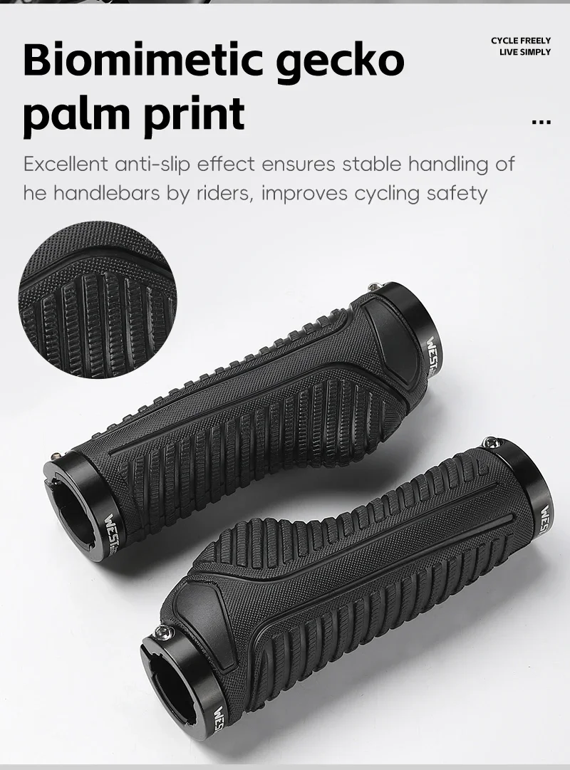 

WEST BIKING Locked Ergonomic Comfortable MTB Road Bicycles Handlebar Grips Shock-absorbing Soft TPE Handlebar Grips Bike Grips