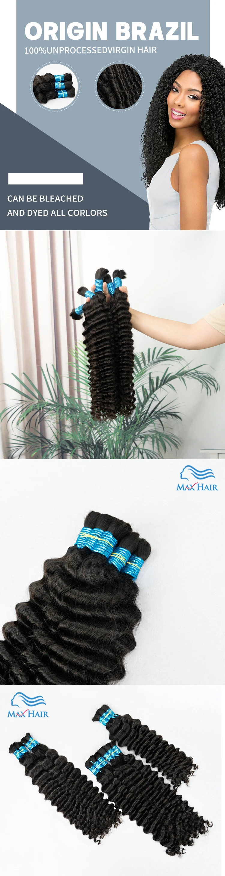 Human Hair Bulk Loose Wave No Weft Hair Bundles For Braiding Deep Hair Braiding Brazilian Natural Black Human Hair Extensions