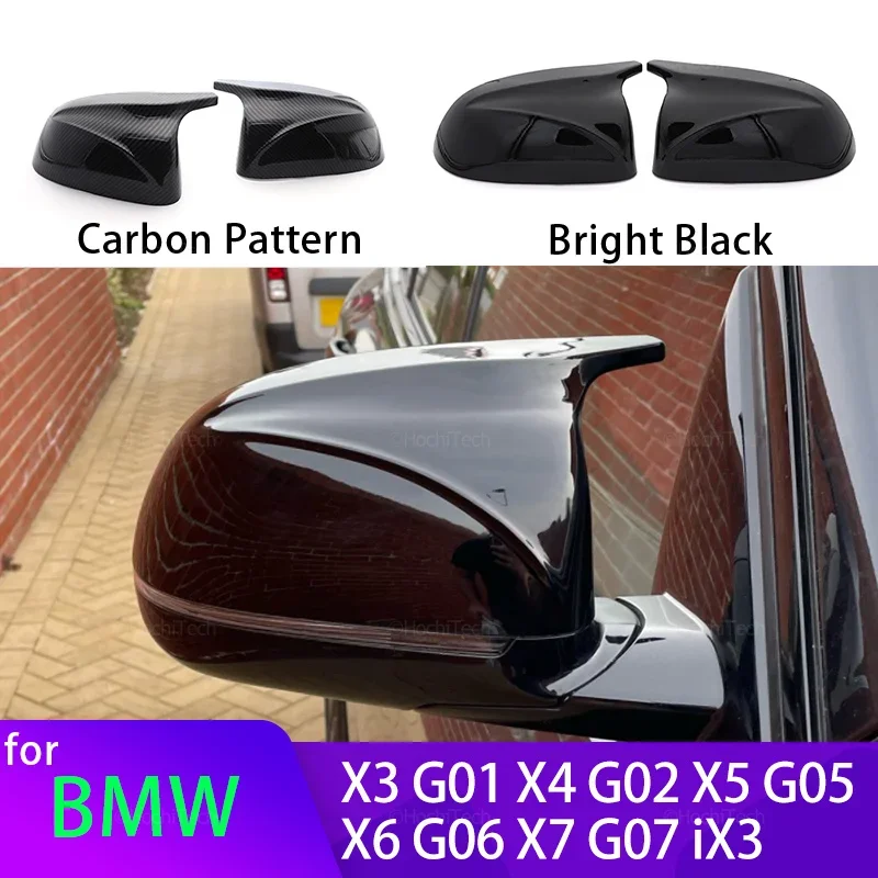 for BMW X3 G01 X4 G02 X5 G05 X7 G07 X6 G06 2018-2023 M style overlay Carbon Fiber Look Black Rearview Side Mirror cover Caps