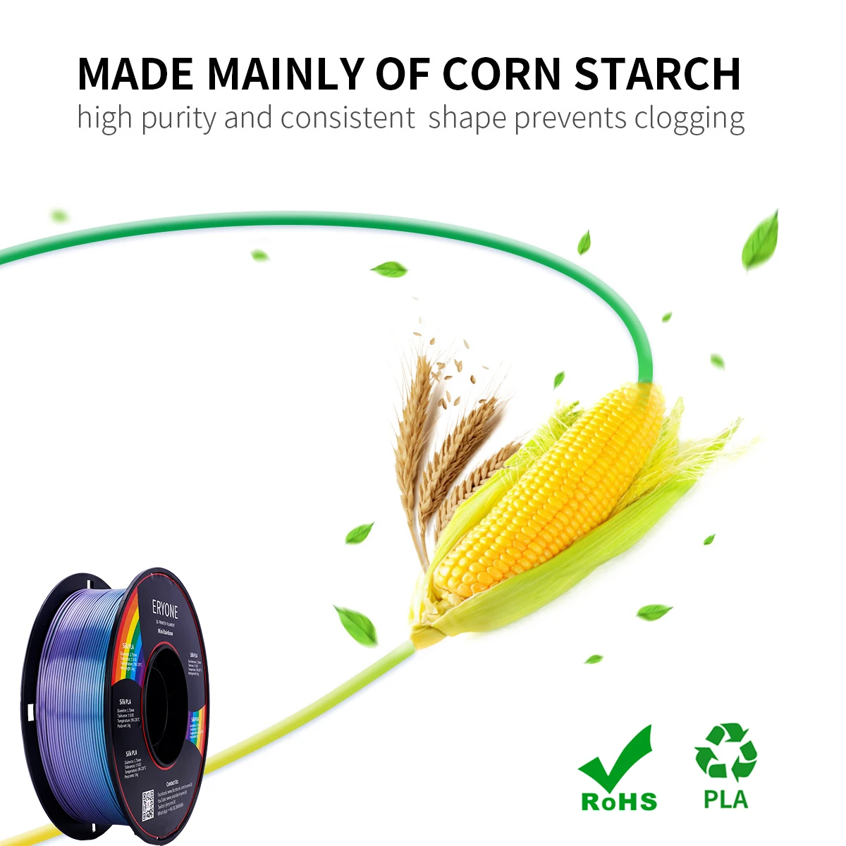 ERYONE Mini PLA Rainbow Filament 1KG 3D Printer Filament 1.75 mm 1KG For 3D Printer Rainbow Color Printing Fast Shipping