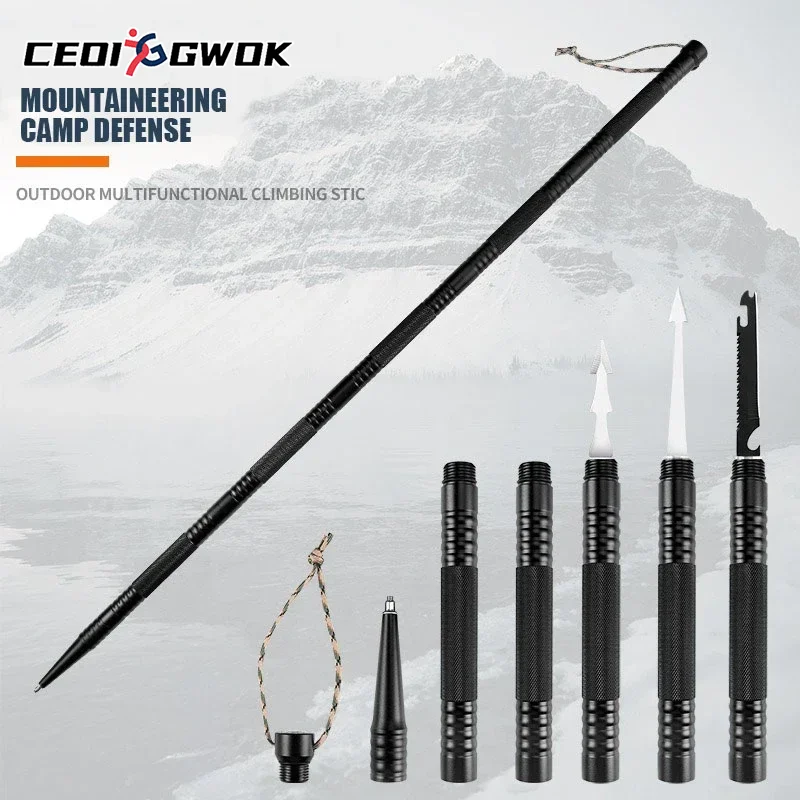 CEOI GWOK Outdoor Hiking Stick Enthusiasts Aluminum Alloy Multi-Functional Lightweight Trekking Poles Complete Walking Stick