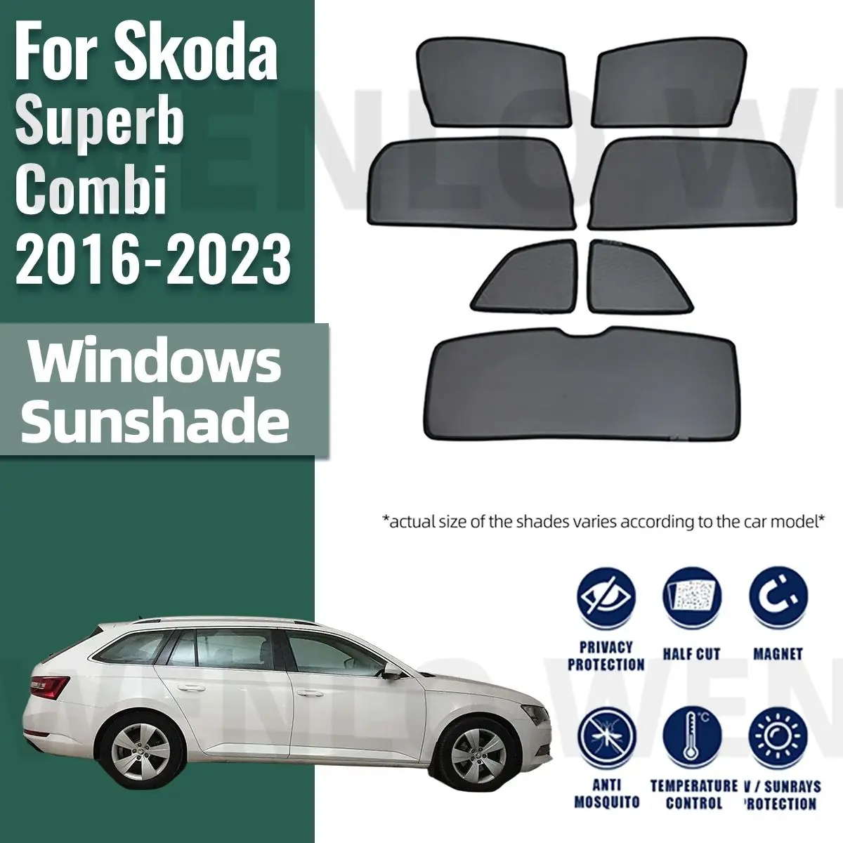 For Skoda Superb Combi 2016-2023 Car Sun Visor Accessories Window Windshield Cover Sunshade Curtain Mesh Shade Blind Custom