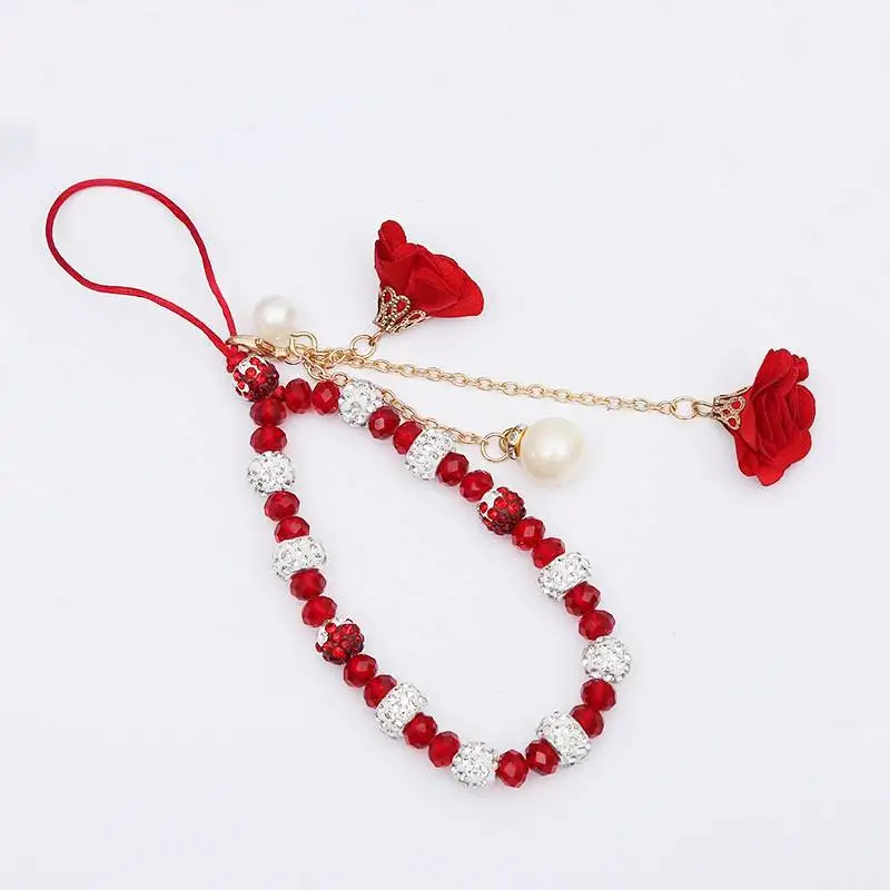 Gorgeous Crystal Flower Lanyard Phone Strap Charm