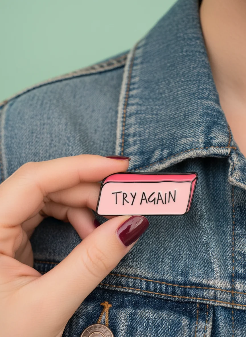 Pink Letter Try Again Enamel Brooches Encourage and Motivate Badges Birthday Holiday Gift Pins